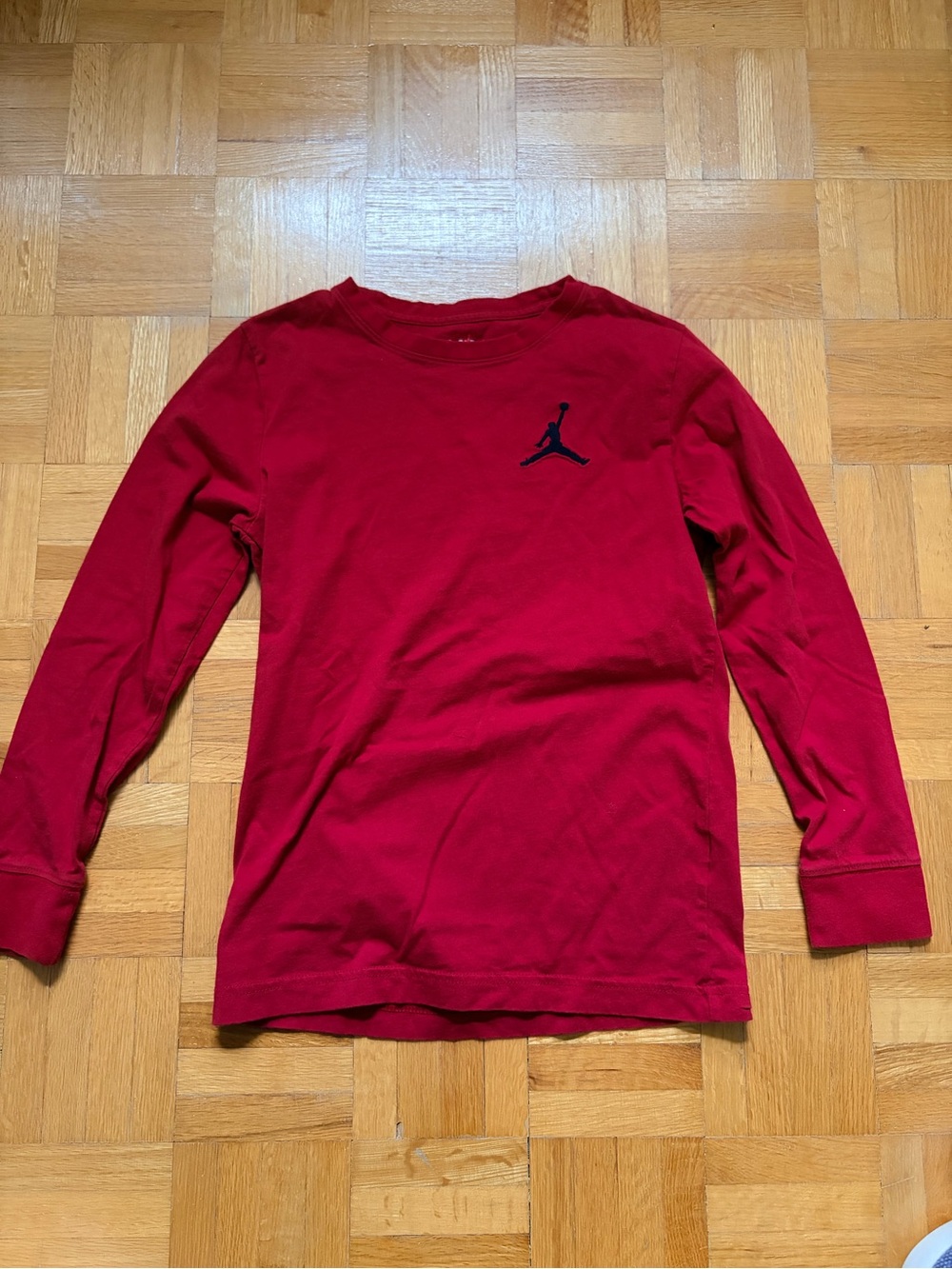 Jordan Long Sleeve Crew Tee in Red with Black Jumpman